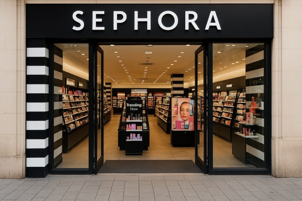 Ingang van Sephora winkel met beautyproducten populair bij tienermeisjes