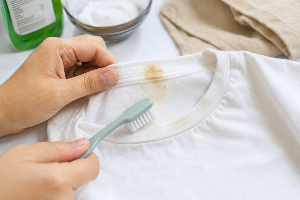 Hoe kan je zonnebrand uit kleding krijgen?